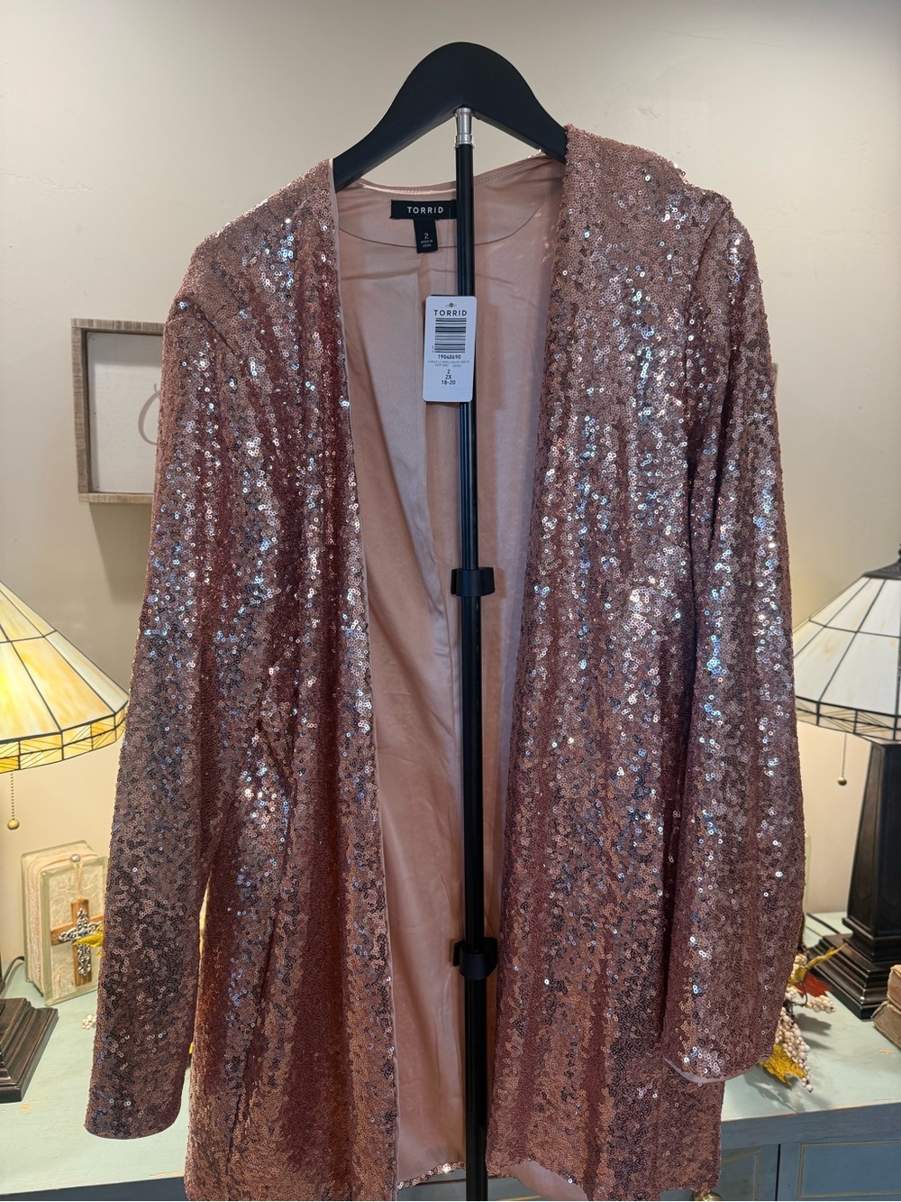 NWT Torrid Gold Sequin Longline Jacket Cardigan 2X 18-20